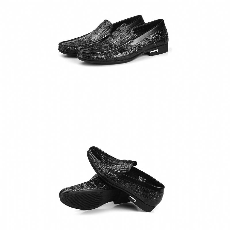 Ανδρικά Loafers Allilux Exotic Leather Slip On Casual - Μαύρο