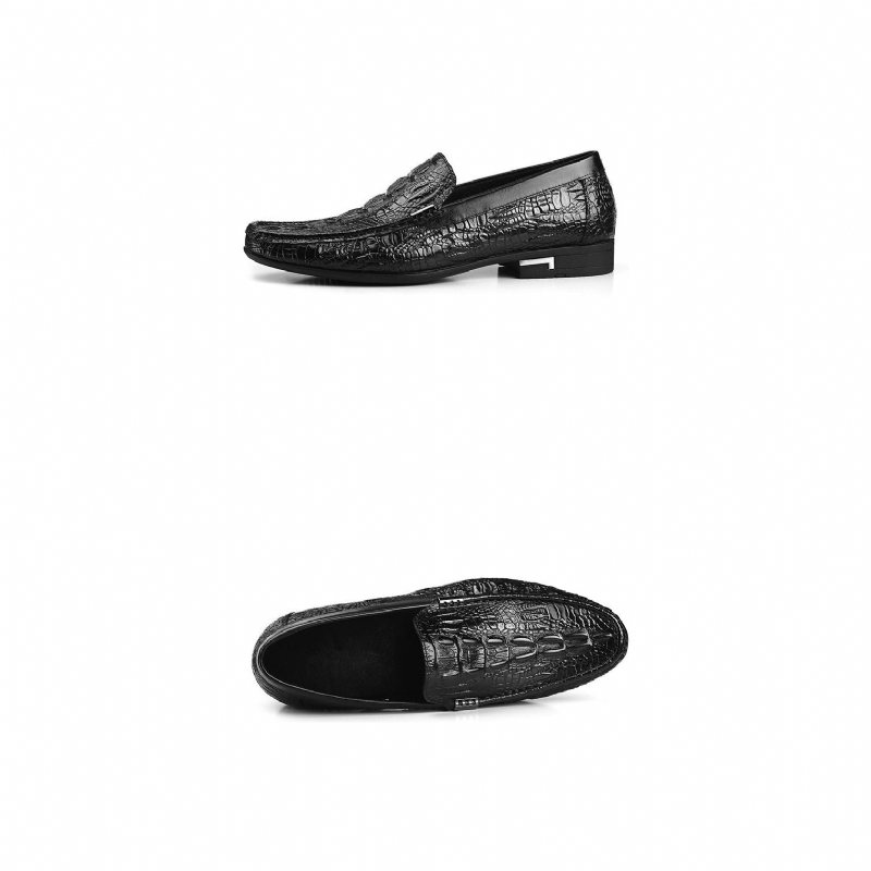 Ανδρικά Loafers Allilux Exotic Leather Slip On Casual - Μαύρο