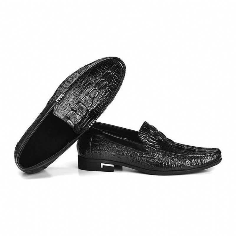 Ανδρικά Loafers Allilux Exotic Leather Slip On Casual - Μαύρο