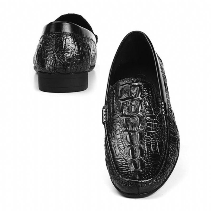 Ανδρικά Loafers Allilux Exotic Leather Slip On Casual - Μαύρο