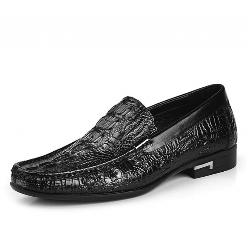 Ανδρικά Loafers Allilux Exotic Leather Slip On Casual - Μαύρο