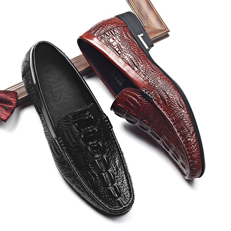 Ανδρικά Loafers Allilux Exotic Leather Slip On Casual - Μαύρο