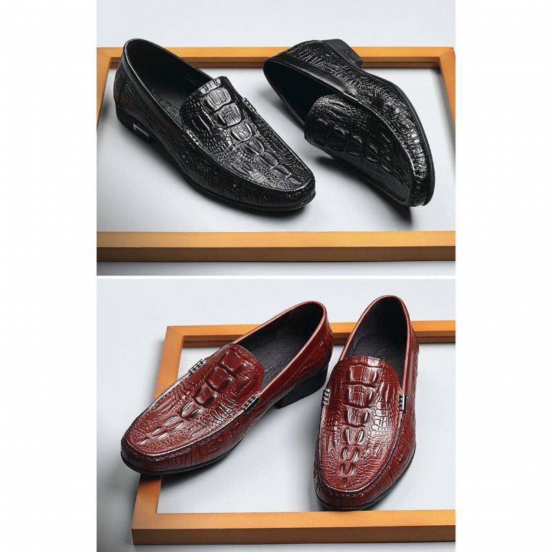 Ανδρικά Loafers Allilux Exotic Leather Slip On Casual - Μαύρο