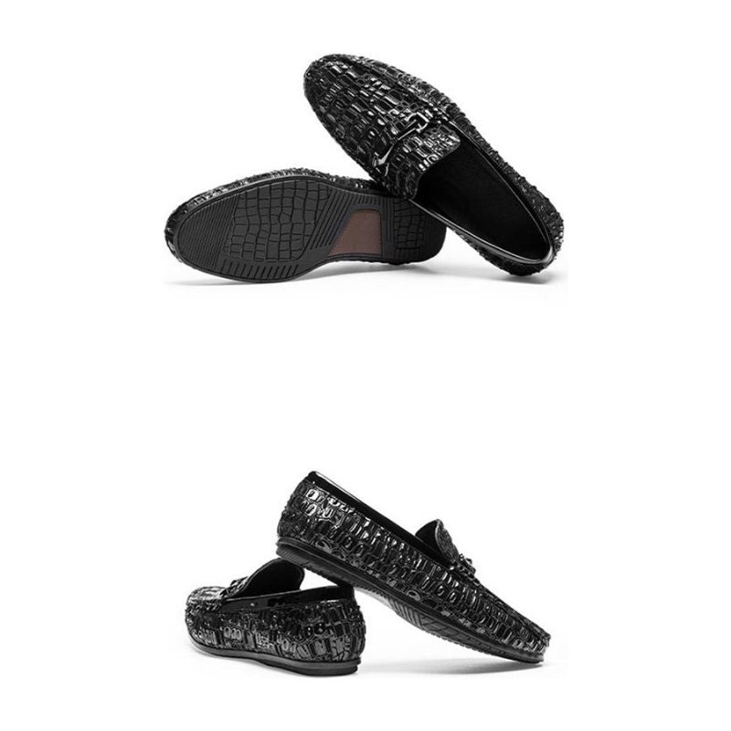 Ανδρικά Loafers Breathable Slip-on Αριστοκρατική Υφή Αλιγάτορα - Μαύρο