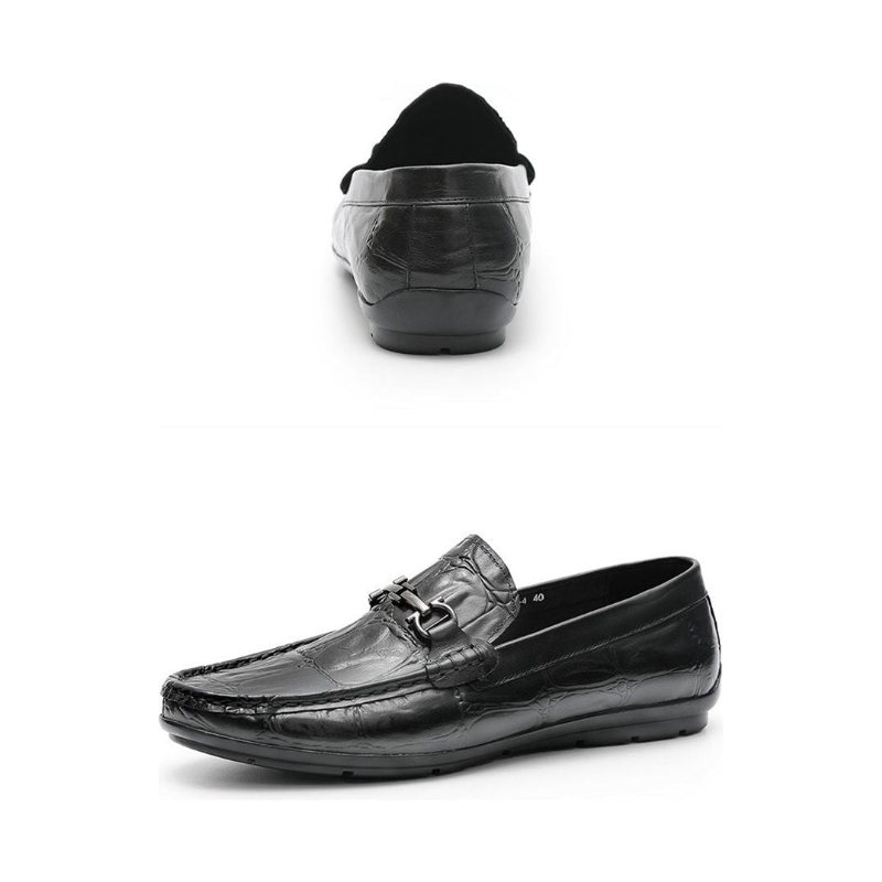 Ανδρικά Loafers Chic Croctex Leather Slip-on Derby - Μαύρο 