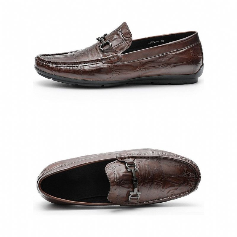 Ανδρικά Loafers Chic Croctex Leather Slip-on Derby - Καφές