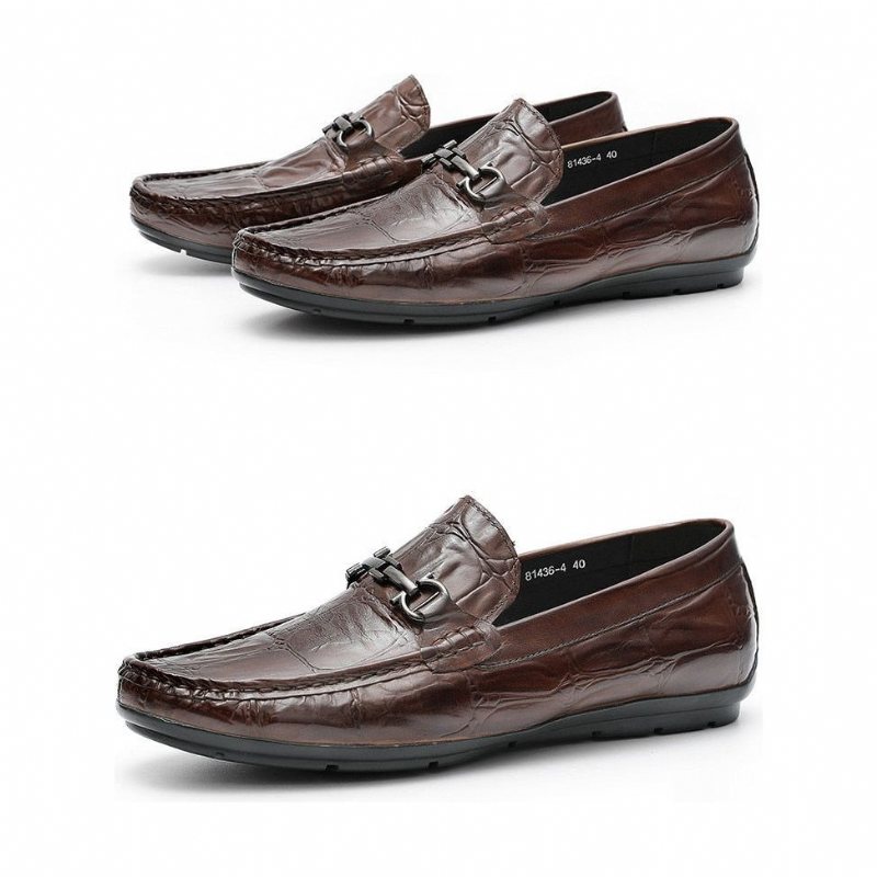 Ανδρικά Loafers Chic Croctex Leather Slip-on Derby - Καφές