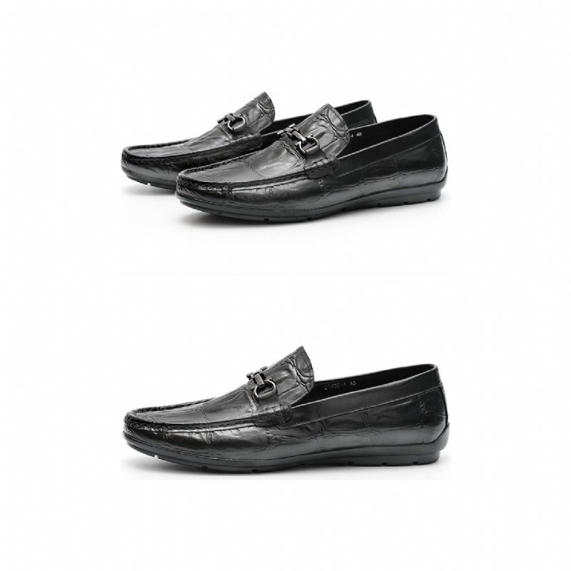 Ανδρικά Loafers Chic Croctex Leather Slip-on Derby - Μαύρο 