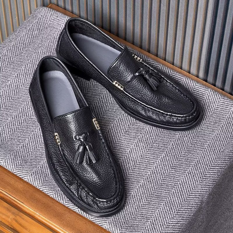 Ανδρικά Loafers Chic Ανάγλυφα Slip-on Tassel - Μαύρος