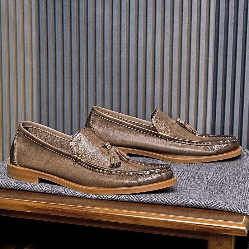 Ανδρικά Loafers Chic Ανάγλυφα Slip-on Tassel - Καφέ