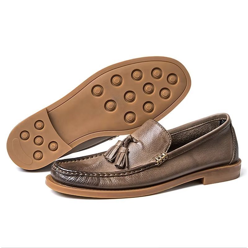 Ανδρικά Loafers Chic Ανάγλυφα Slip-on Tassel - Καφέ