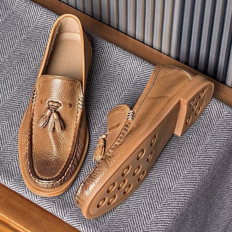 Ανδρικά Loafers Chic Ανάγλυφα Slip-on Tassel - Καφέ