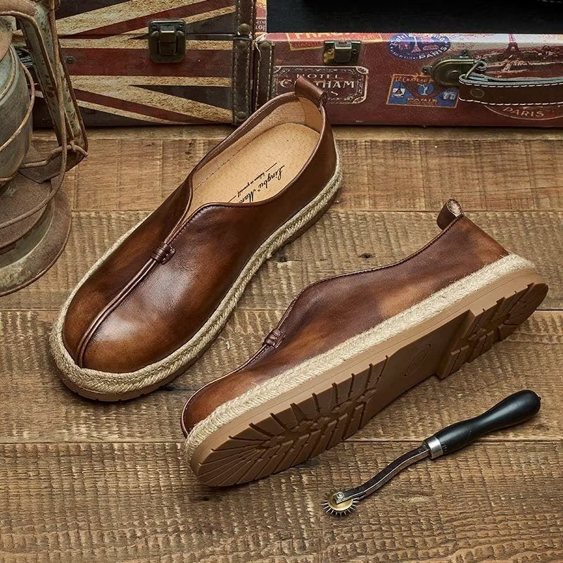 Ανδρικά Loafers Chic Από Δέρμα Αγελάδας Slip-on - Καφές