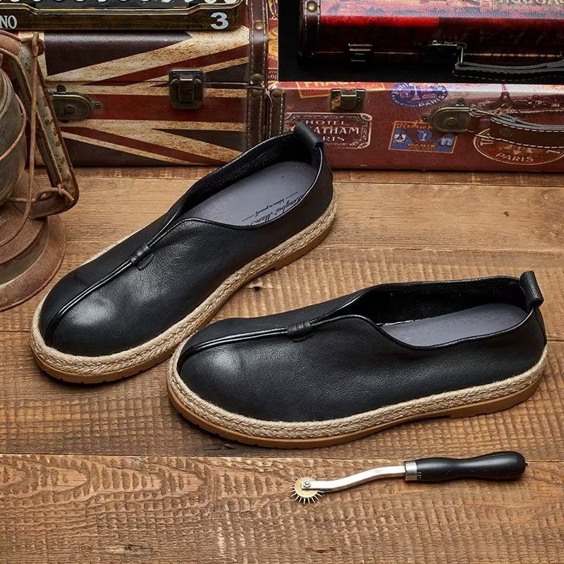 Ανδρικά Loafers Chic Από Δέρμα Αγελάδας Slip-on - Μαύρο