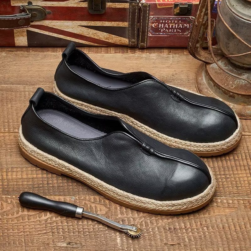 Ανδρικά Loafers Chic Από Δέρμα Αγελάδας Slip-on - Μαύρο