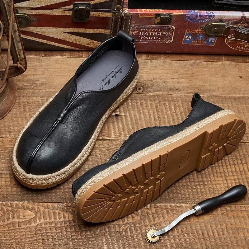 Ανδρικά Loafers Chic Από Δέρμα Αγελάδας Slip-on - Μαύρο