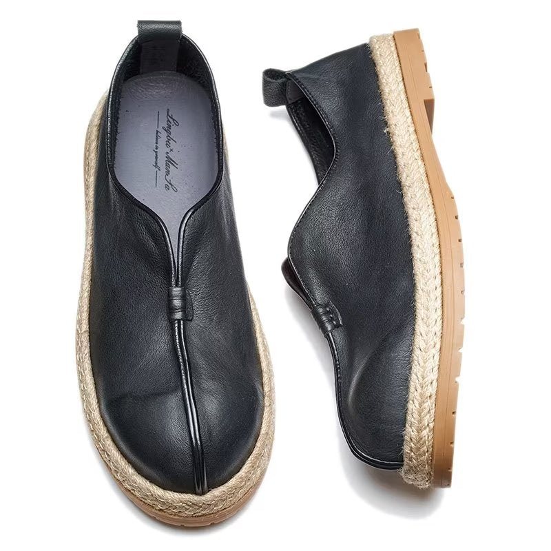 Ανδρικά Loafers Chic Από Δέρμα Αγελάδας Slip-on - Μαύρο