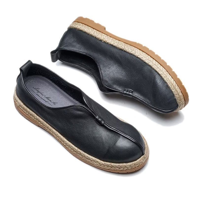 Ανδρικά Loafers Chic Από Δέρμα Αγελάδας Slip-on - Μαύρο