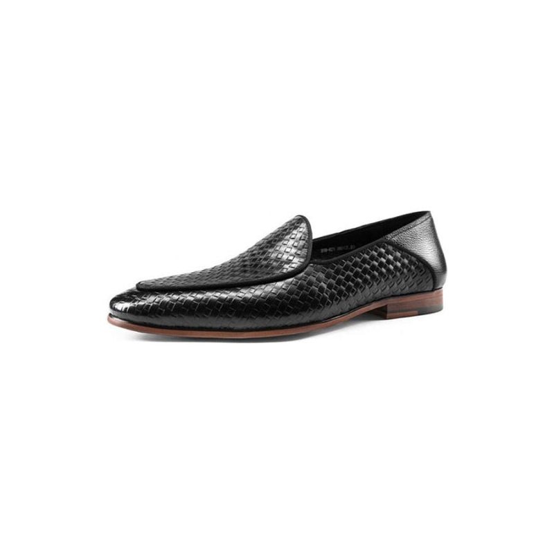 Ανδρικά Loafers Class Ανάγλυφα Δερμάτινα Formal Slip-on Brogues - Μαύρος