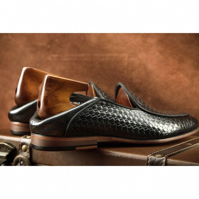 Ανδρικά Loafers Class Ανάγλυφα Δερμάτινα Formal Slip-on Brogues - Μαύρος