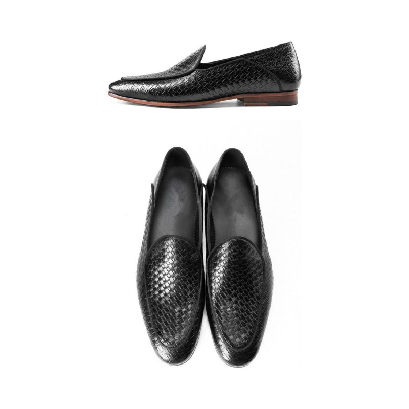 Ανδρικά Loafers Class Ανάγλυφα Δερμάτινα Formal Slip-on Brogues - Μαύρος