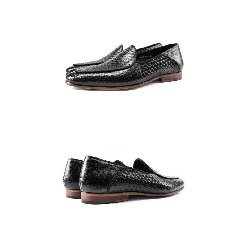 Ανδρικά Loafers Class Ανάγλυφα Δερμάτινα Formal Slip-on Brogues - Μαύρος