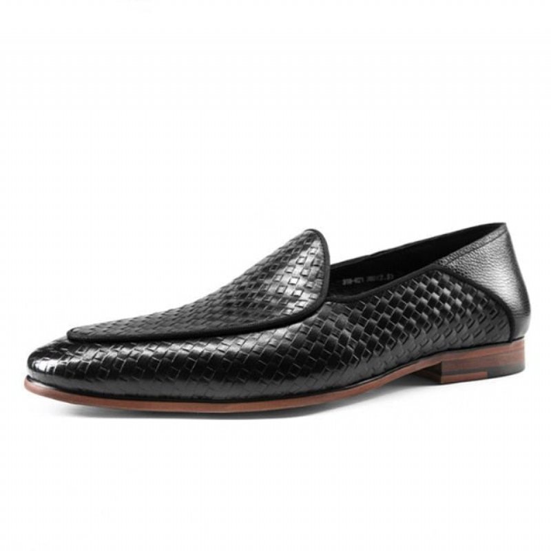 Ανδρικά Loafers Class Ανάγλυφα Δερμάτινα Formal Slip-on Brogues - Μαύρος