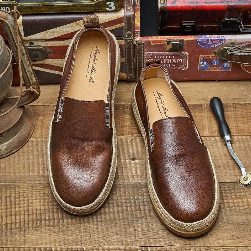 Ανδρικά Loafers Cow Leather Slip-on - Καφές