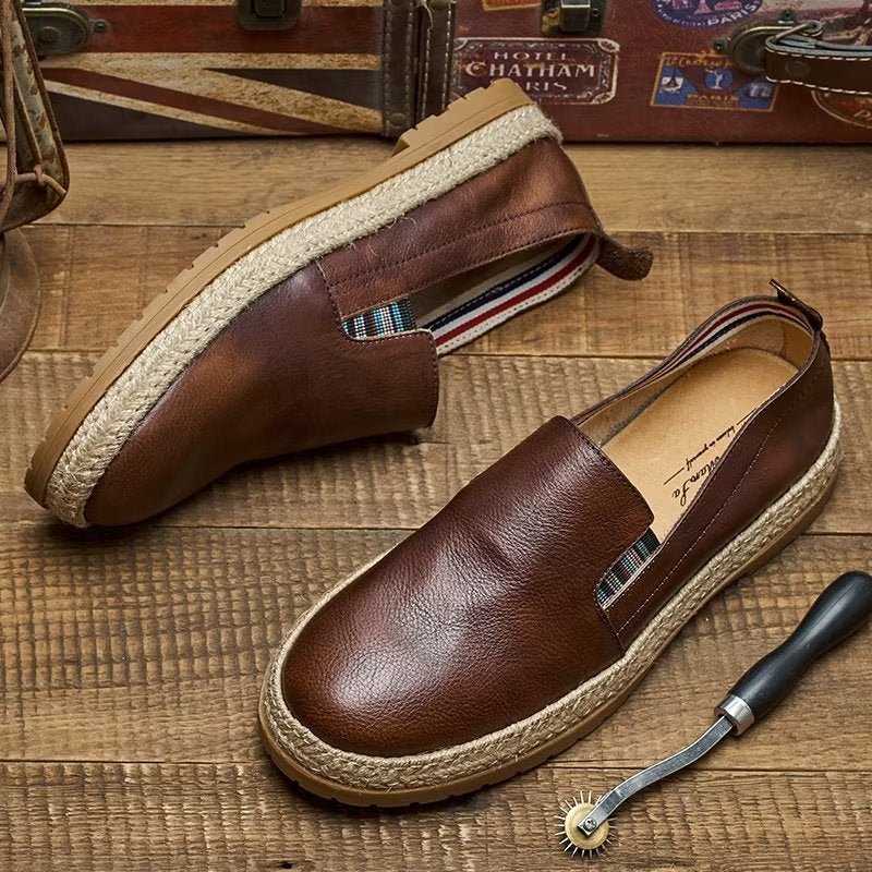 Ανδρικά Loafers Cow Leather Slip-on - Καφές