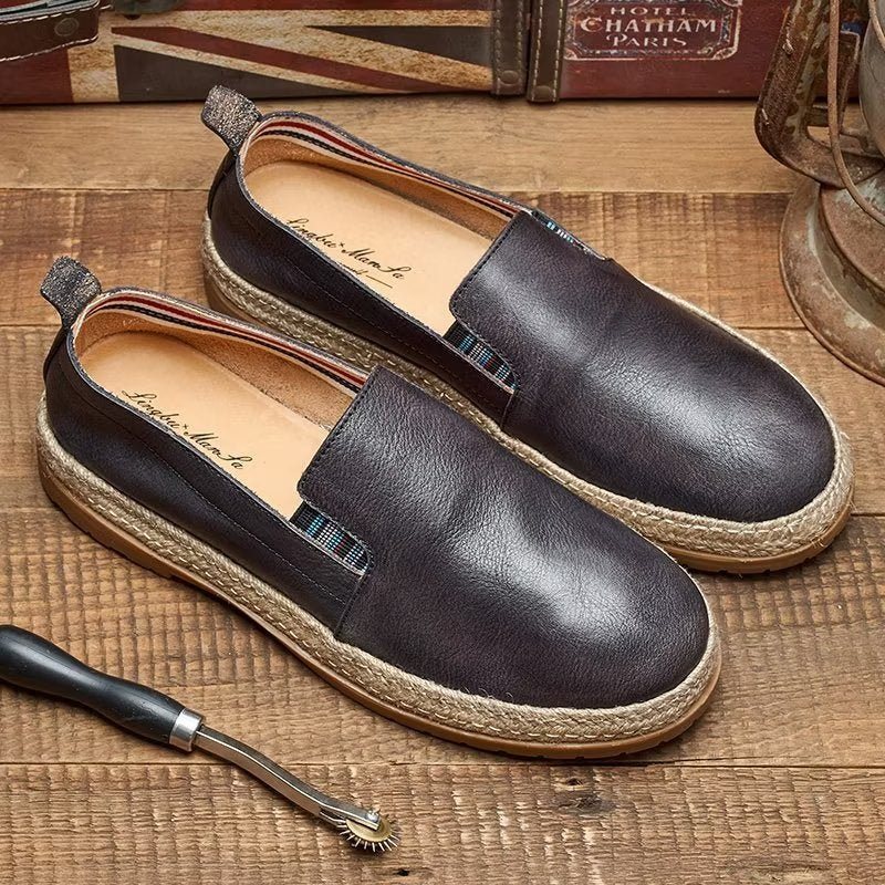 Ανδρικά Loafers Cow Leather Slip-on - Μαύρο