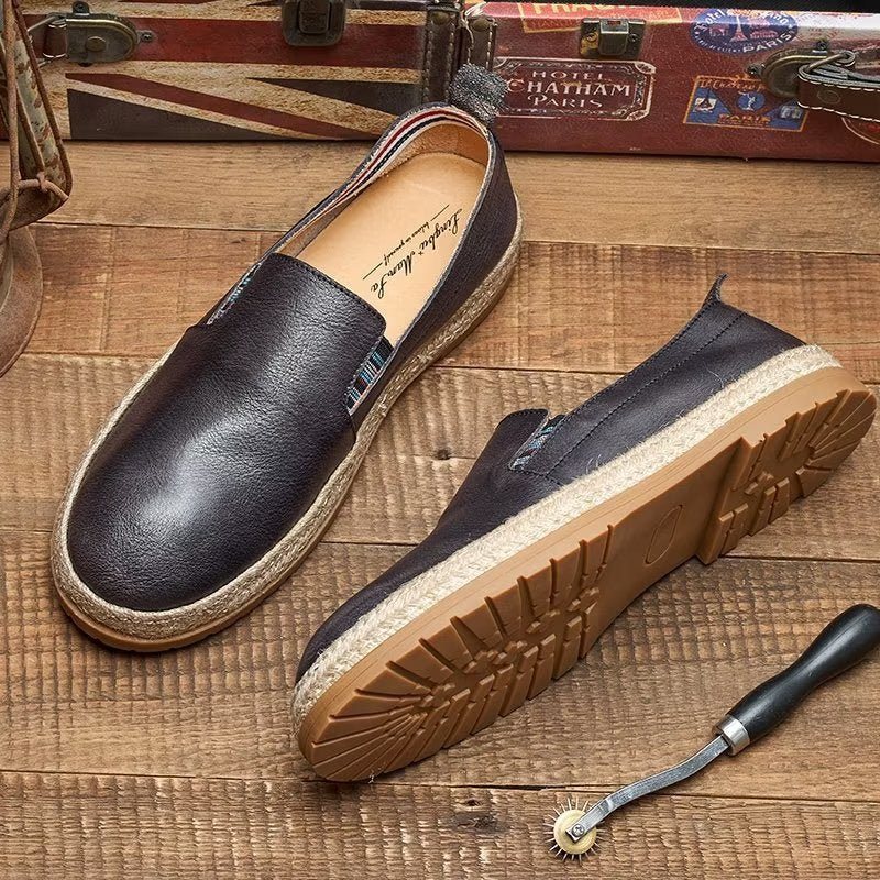 Ανδρικά Loafers Cow Leather Slip-on - Μαύρο