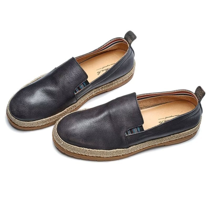 Ανδρικά Loafers Cow Leather Slip-on - Μαύρο