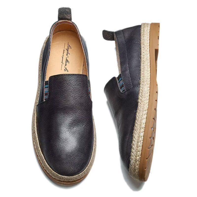 Ανδρικά Loafers Cow Leather Slip-on - Μαύρο