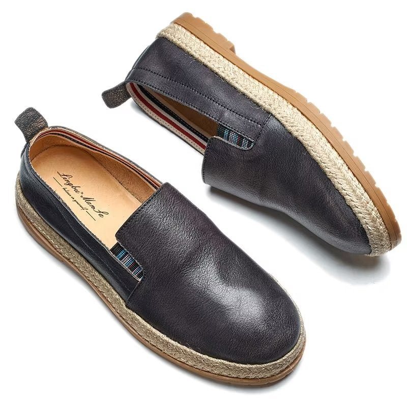 Ανδρικά Loafers Cow Leather Slip-on - Μαύρο