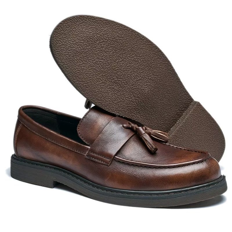 Ανδρικά Loafers Cow Leather Slip On - Καφές