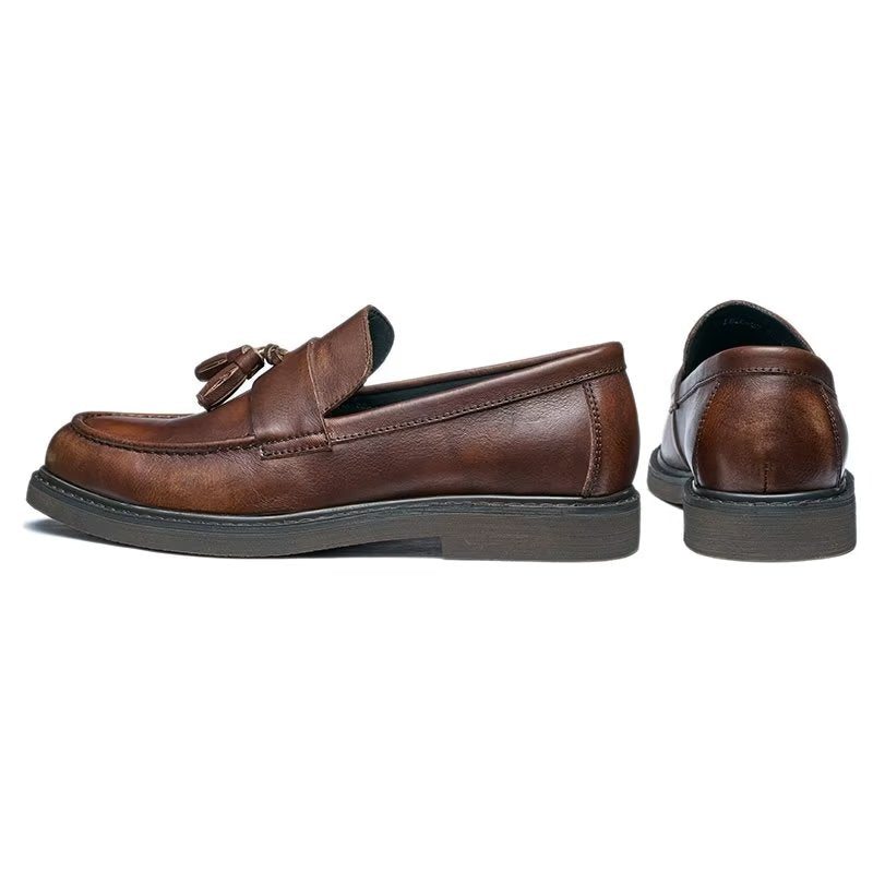 Ανδρικά Loafers Cow Leather Slip On - Καφές