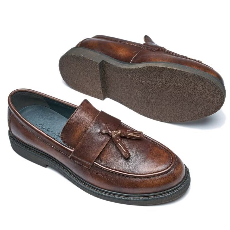 Ανδρικά Loafers Cow Leather Slip On - Καφές