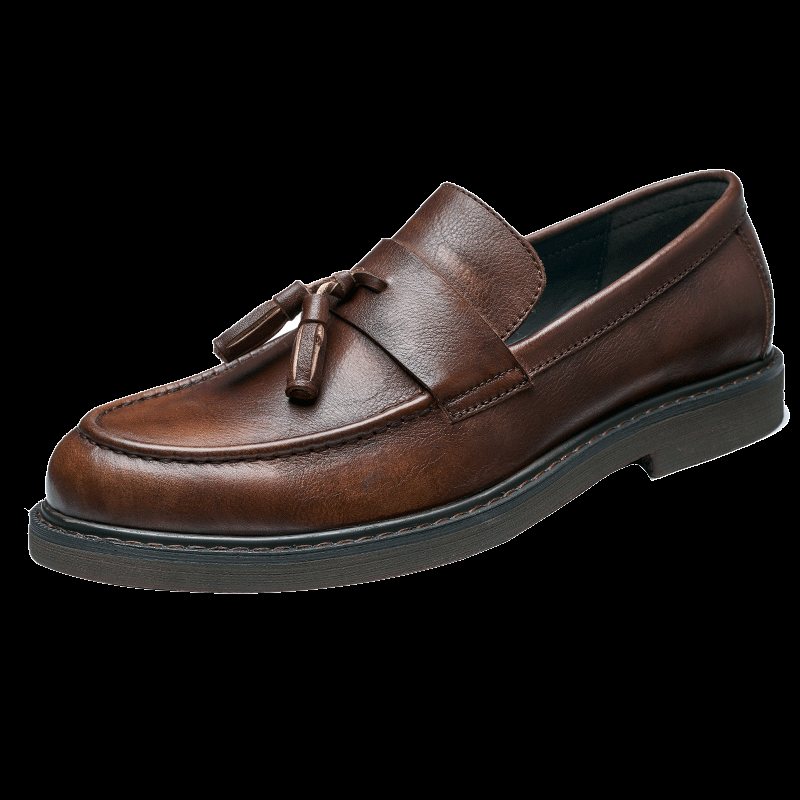 Ανδρικά Loafers Cow Leather Slip On - Καφές