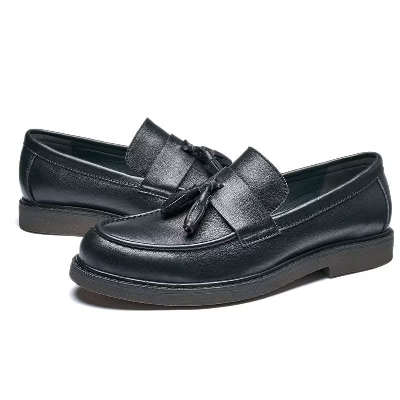 Ανδρικά Loafers Cow Leather Slip On - Μαύρο