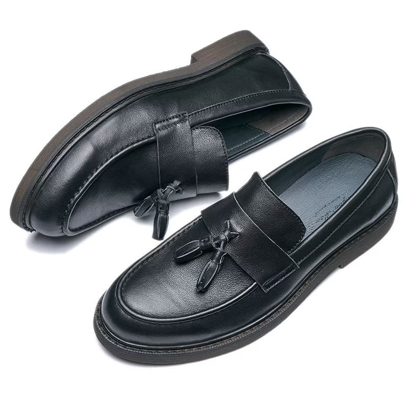 Ανδρικά Loafers Cow Leather Slip On - Μαύρο