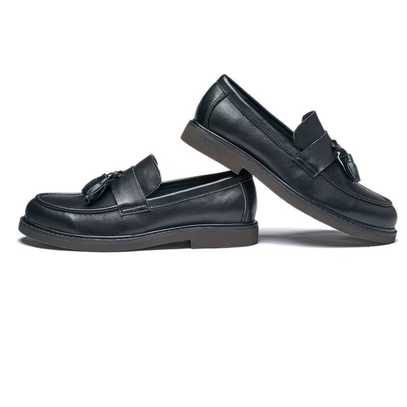 Ανδρικά Loafers Cow Leather Slip On - Μαύρο