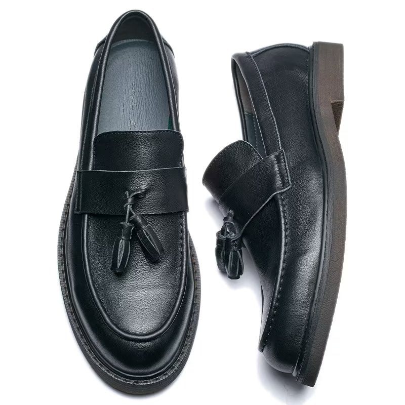 Ανδρικά Loafers Cow Leather Slip On - Μαύρο