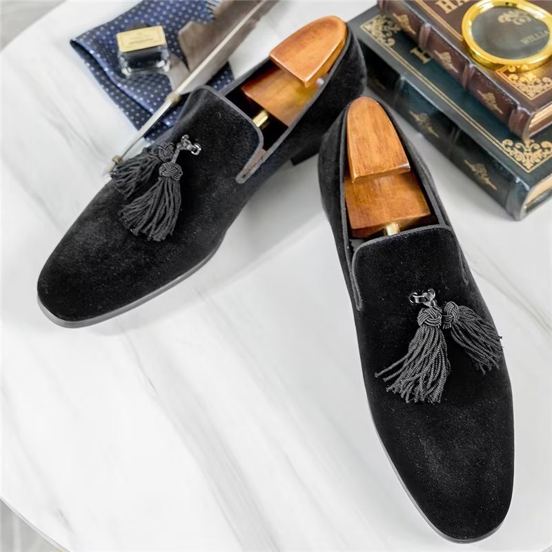 Ανδρικά Loafers Cow Leather Slip-on - Μαύρος