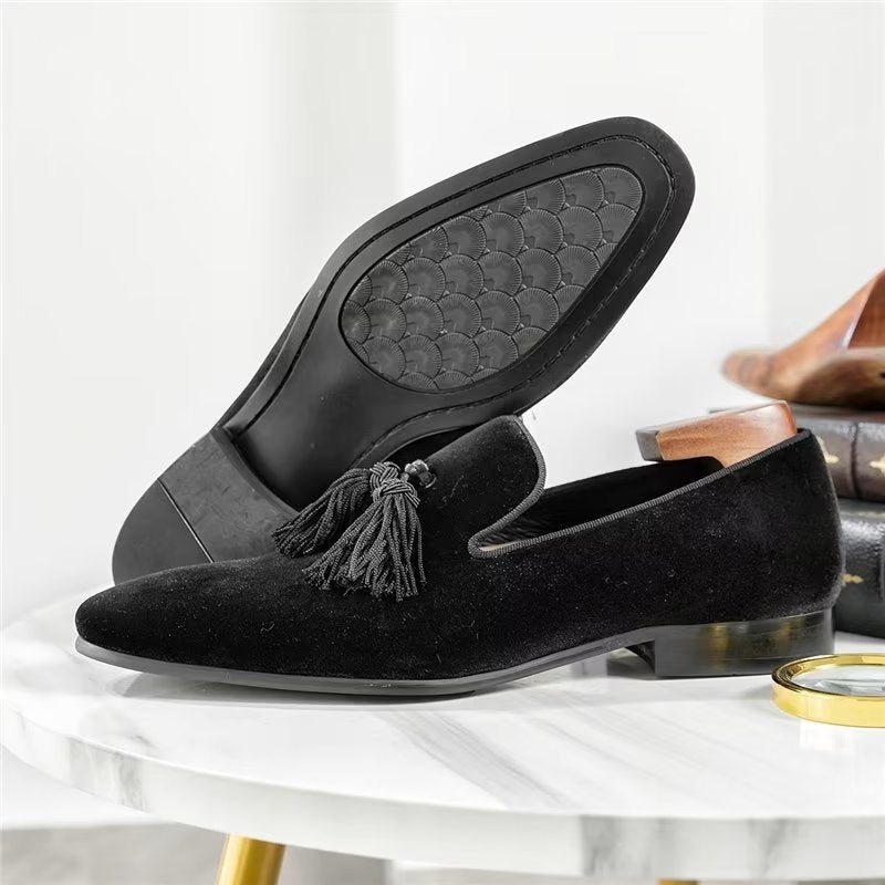 Ανδρικά Loafers Cow Leather Slip-on - Μαύρος