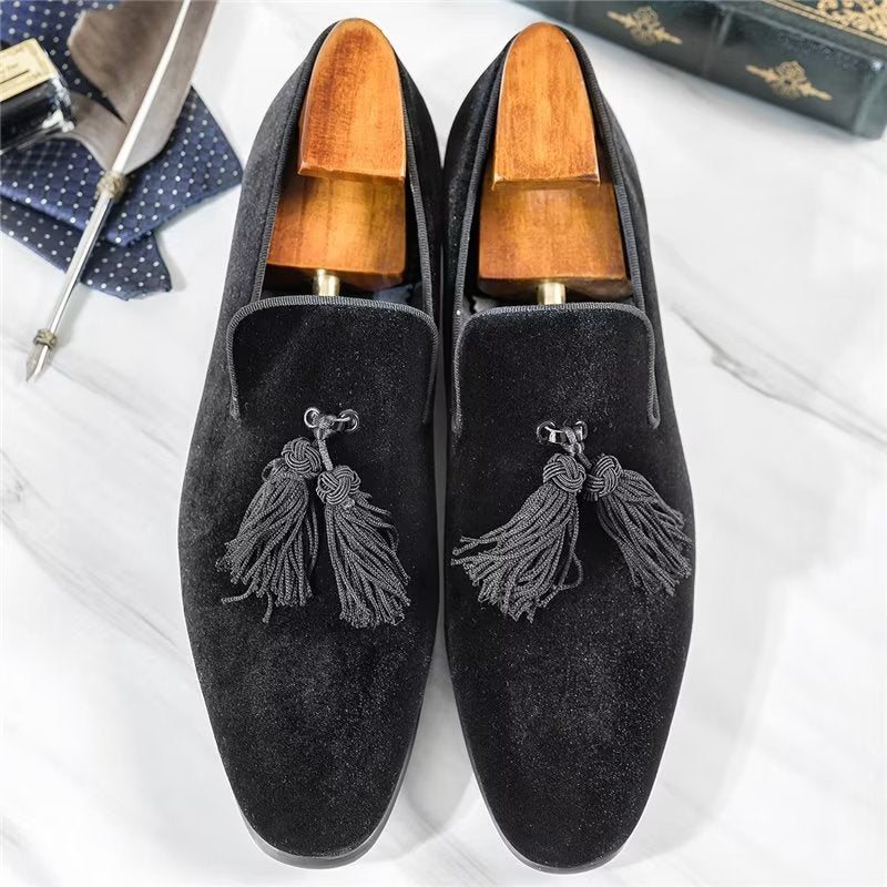 Ανδρικά Loafers Cow Leather Slip-on - Μαύρος