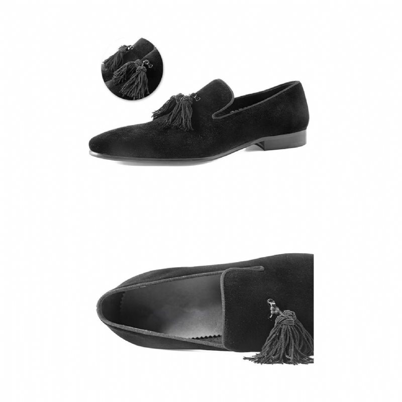 Ανδρικά Loafers Cow Leather Slip-on - Μαύρος