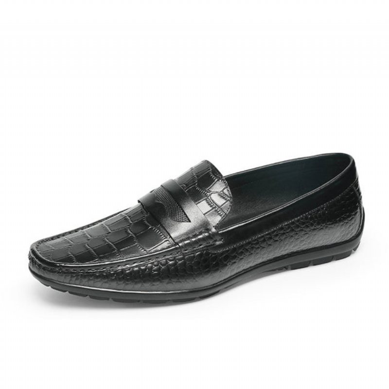 Ανδρικά Loafers Croc Effect Slip-on Loafer Φόρεμα Παπούτσια - Μαύρο