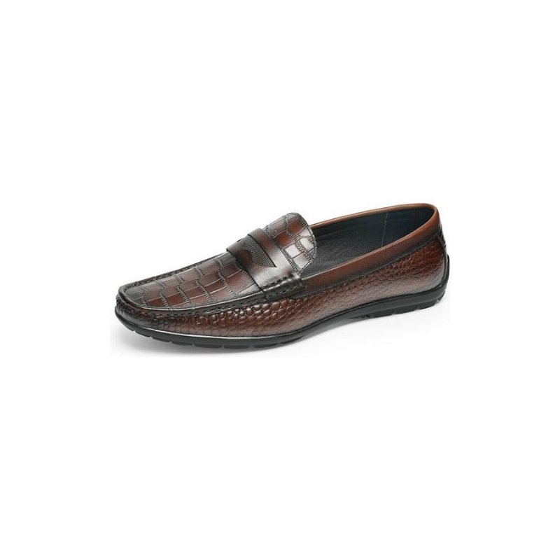 Ανδρικά Loafers Croc Effect Slip-on Loafer Φόρεμα Παπούτσια - Καφές