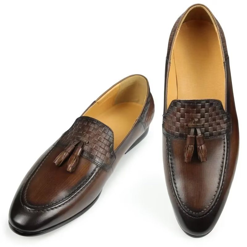 Ανδρικά Loafers Croc Pattern Chic Slip On - Καφές