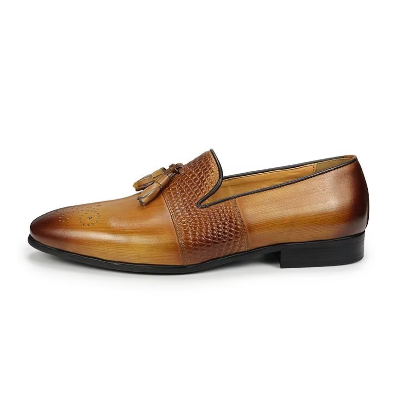 Ανδρικά Loafers Croc Pattern Πολυτέλεια Slip On - Καφέ